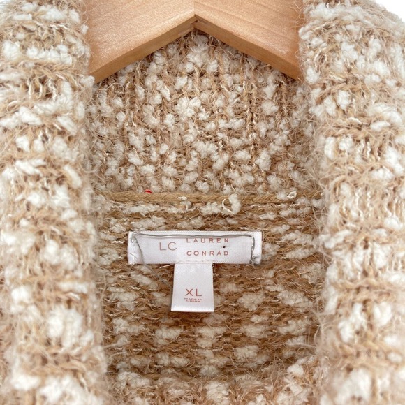 LC Lauren Conrad Sweater Womens XL Beige Pink Knit Turtleneck Slit Pullover - Picture 10 of 16